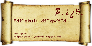 Páskuly Árpád névjegykártya